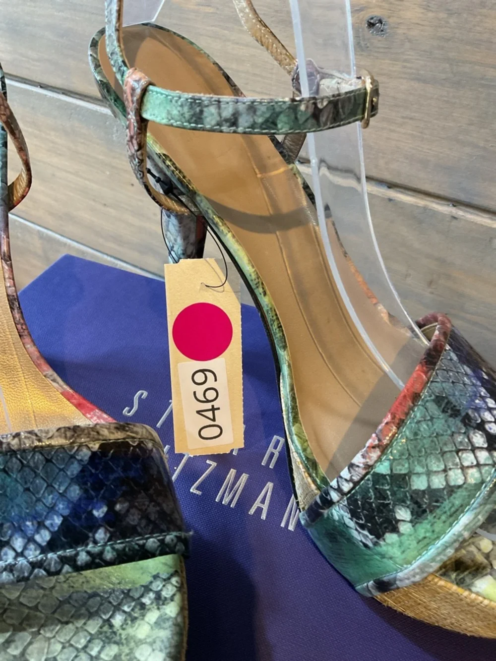 Stuart Weitzman Multicolor Snake-Print Wedge Sandals - Picture 3 of 5